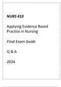 (UMGC) NURS 410 Applying Evidence Based Practice in Nursing Final Exam Guide Q & A 2024