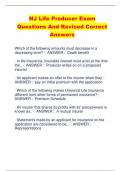 NJ Life Producer Exam Questions And Revised Correct  Answers