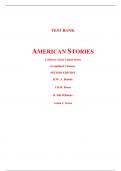 Test Bank for American Stories A History of The United States (Combined Volume) 2nd Edition By Brands Breen, Williams Gross (All Chapters, 100% Original Verified, A+ Grade)