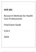 (ASU Online) HCR 301 Research Methods for Health Care Professionals Final Exam Guide Q & A 2024