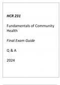 (ASU Online) HCR 231 Fundamentals of Community Health Final Exam Guide Q & A 2024.