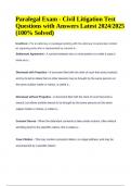 Paralegal Exam - Civil Litigation Test Questions with Answers Latest 2024&sol;2025 &lpar;100&percnt; Correct&rpar;