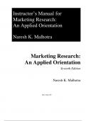 Test Bank For Marketing Research An Applied Orientation 7th Edition Naresh Malhotra