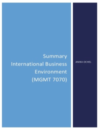 Summary International Business Environment