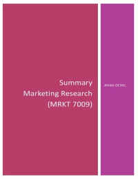 Summary Marketing Research