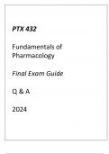 (ASU Online) PTX 432 Fundamentals of Pharmacology Final Exam Guide Q & A 2024.