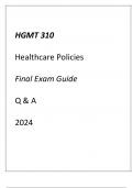 (UMGC) HMGT 310 Healthcare Policies Final Exam Guide Q & A 2024