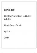 (UMGC) GERO 338 Health Promotion in Older Adults Final Exam Guide Q & A 2024