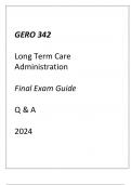 (UMGC) GERO 342 Long Term Care Administration Final Exam Guide Q & A 2024