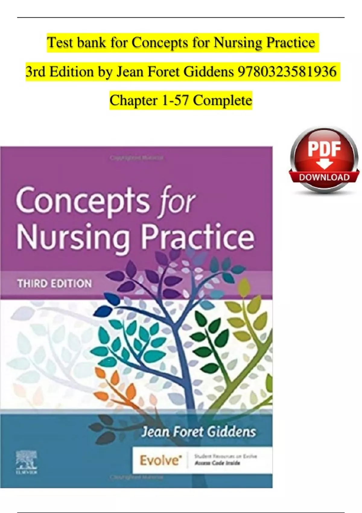 TEST BANK For Concepts for Nursing Practice, 3rd Edition by Jean Foret ...