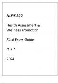 (UMGC) NURS 322 Health Assessment & Wellness Promotion Final Exam Guide Q & A 2024