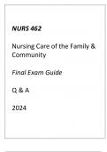 (UMGC) NURS 462 Nursing Care of the Family & Community Final Exam Guide Q & A 2024.