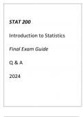 (UMGC) STAT 200 Introduction to Statistics Final Exam Guide Q & A 2024