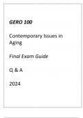 (UMGC) GERO 100 Contemporary Issues in Aging Final Exam Guide Q & A 2024.