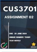 CUS3701 Assignment 2 (COMPLETE ANSWERS) 2024 (724189) - DUE 20 June 2024