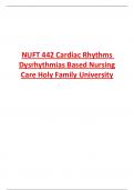 NUFT 442 Cardiac Rhythms Dysrhythmias Based Nursing Care Holy Family University 