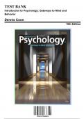 Test Bank: Introduction to Psychology: Gateways to Mind and Behavior, 15th Edition by Dennis  ,Chapters 1-18, 9781337565691 | Rationals Included