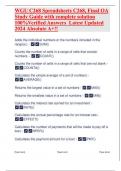WGU C268 Spreadsheets C268&comma; Final OA Study Guide with complete solution 100&percnt;Verified Answers Latest Updated 2024 Absolute A&plus;&excl;&excl;