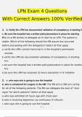 LPN Exam 4 Questions With Correct Answers 100% Verified(2023/2024)