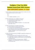Firefighter 1 Final Test 2024, Updated Actual Exam With Answers. Latest 2024/2025 Update. A+ Score