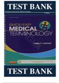 Test Bank For Quick & Easy Medical Terminology 7th Edition By Peggy C. Leonard Chapters 2-15, ISBN: 9781455740703 |COMPLETE TEST BANK| Guide A+