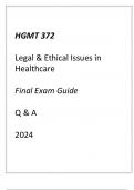 (UMGC) HGMT 372 Legal & Ethical Issues in Healthcare Final Exam Guide Q & A 2024.