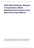 2024 M&A Modeling / Mergers  & Acquisitions (M&A)  Modeling Exam Answers from  Wall Street Prep PASS A+