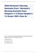 2024 Hartman's Nursing  Assistant Care / Hartman's  Nursing Assistant Care  Chapter's 1-3 Exam Chapter's  1-3 Exam 100% Pass A+