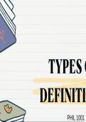 Summary Introduction to Logic -  Phil 1001- Types of Definitions
