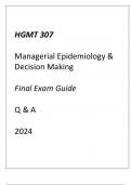 (UMGC) HMGT 307 Managerial Epidemiology & Decision Making Final Exam Guide Q & A 2024