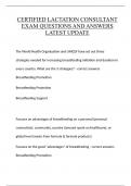CERTIFIED LACTATION CONSULTANT EXAM QUESTIONS AND ANSWERS LATEST UPDATE
