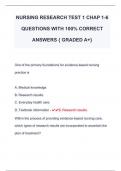 NURSING RESEARCH TEST 1 CHAP 1-6  QUESTIONS WITH 100% CORRECT  ANSWERS { GRADED A+} 