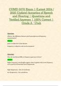 COMD 5070 Exam 1 (Latest 2024 / 2025 Update) Acoustics of Speech and Hearing | Questions and Verified Answers | 100% Correct | Grade A - Utah