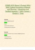COMD 5070 Exam 2 (Latest 2024 / 2025 Update) Acoustics of Speech and Hearing | Questions and Verified Answers | 100% Correct | Grade A - Utah