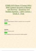 COMD 5070 Exam 3 (Latest 2024 / 2025 Update) Acoustics of Speech and Hearing | Questions and Verified Answers | 100% Correct | Grade A - Utah