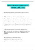 Cumulative Exam Questions and Answers 100&percnt; Solved 