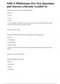 AMCA Phlebotomy Pre-Test Questions and Answers (Already Graded A).