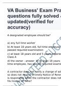 VA Business' Exam Practice questions fully solved & updated&lpar;verified for accuracy&rpar;