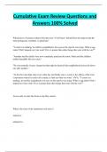 Cumulative Exam Review Questions and Answers 100&percnt; Solved