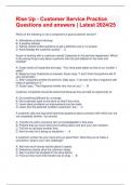 Rise Up - Customer Service Practice Questions and answers &vert; Latest 2024&sol;25 