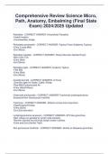Comprehensive Review Science Micro,  Path, Anatomy, Embalming (Final State  Exam) 2024/2025 Updated