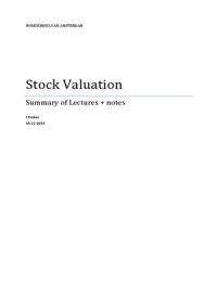 Summary Stock Valuation (STV) Lectures 