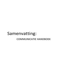 samenvattting communicatie handboek