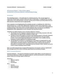 Consumer Behavior - Summary Week 1 all articles 