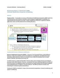 Consumer Behavior - Summary Week 2 all articles 