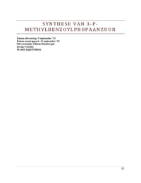 Meetrapport synthese van 3-p-methylbenzoylpropaanzuur
