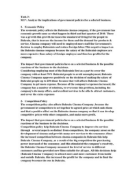 M1Analyze the implications of government policies for a selected business&period;