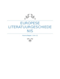 Hoorcollege aantekeningen Europese literatuurgeschiedenis (Europese Studies UvA)