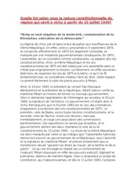 La nature constitutionnelle du r&eacute;gime de Vichy