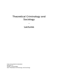 Hoorcolleges Theoretical Criminology and Sociology